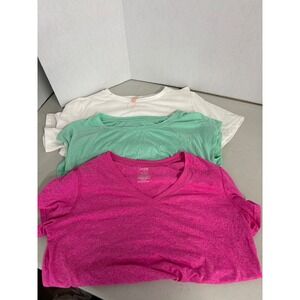Lot of 3 Womens XL Tops Danskin Now Xhilaration Jinkesi Pink Green White Tee